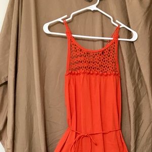 Bright Orange Spaghetti Strap Maxi Dress